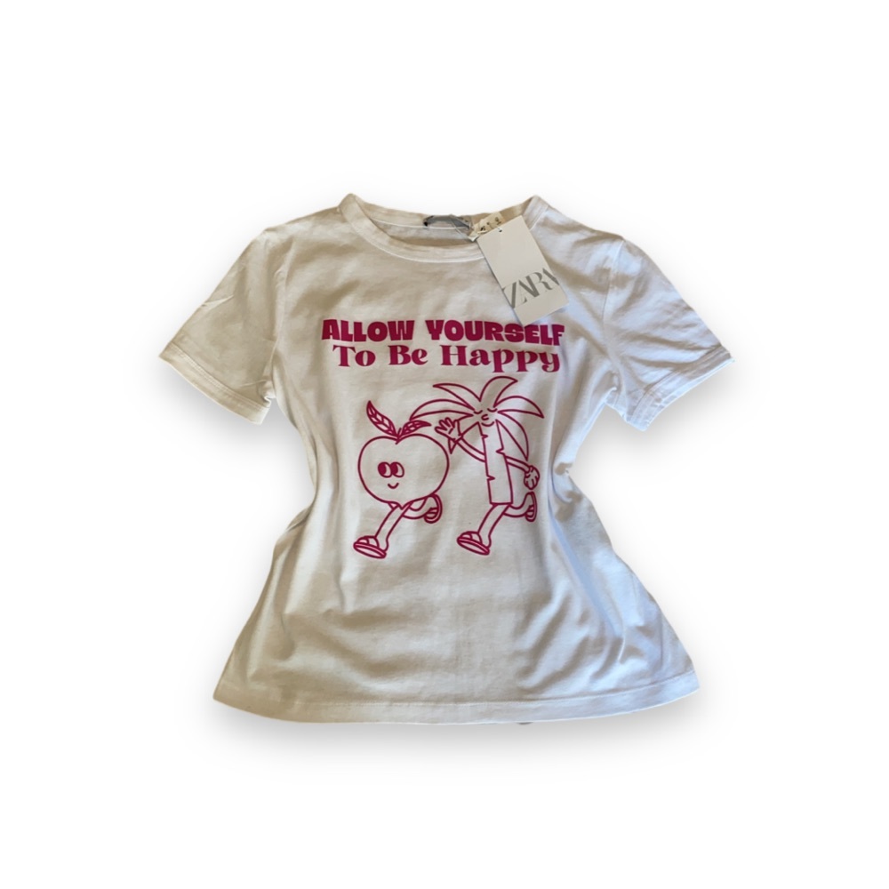 New Pink And White Zara Tshirt Women